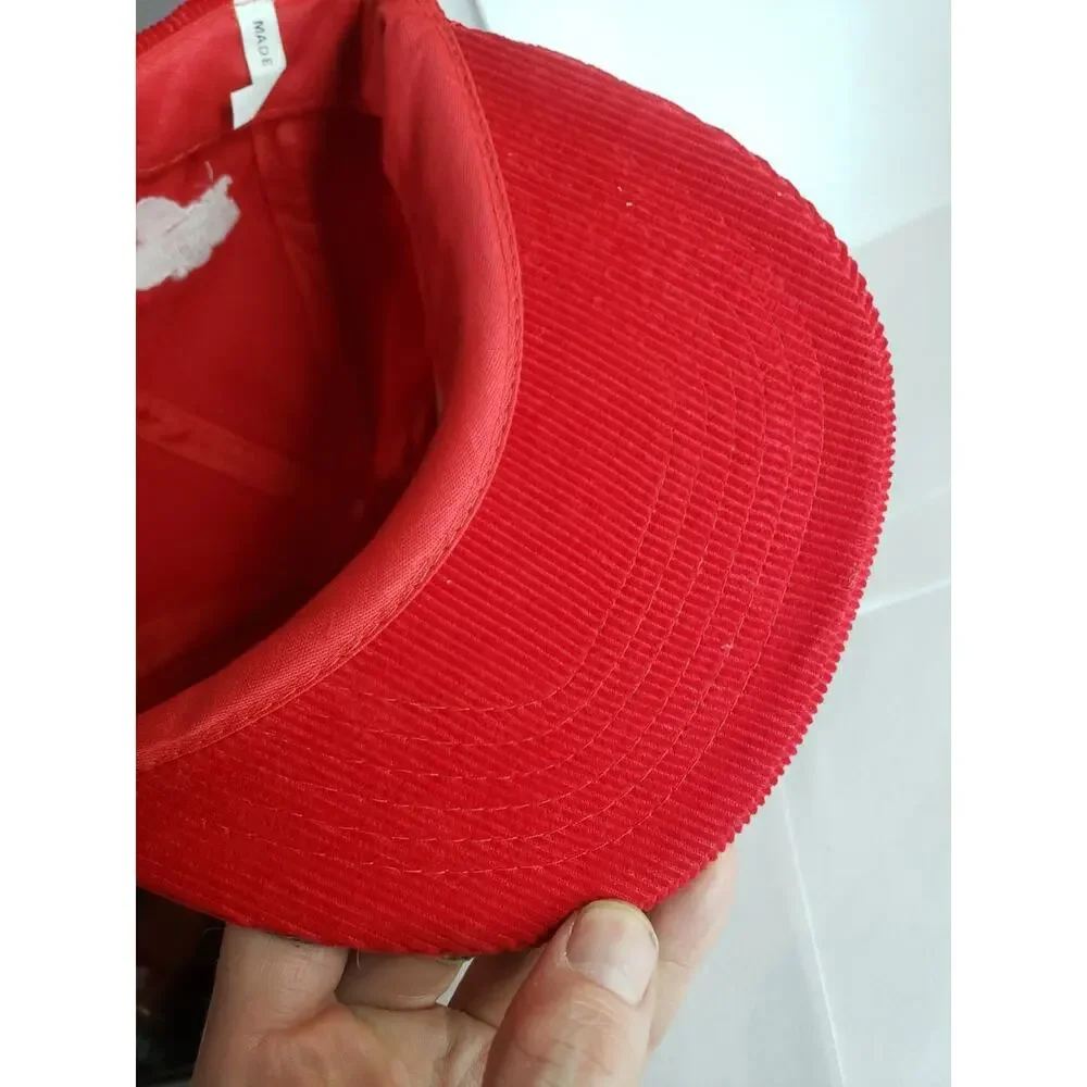 1984 LOS ANGELES OLYMPICS USA hat cap red hollywood park corduroy vintage 80s